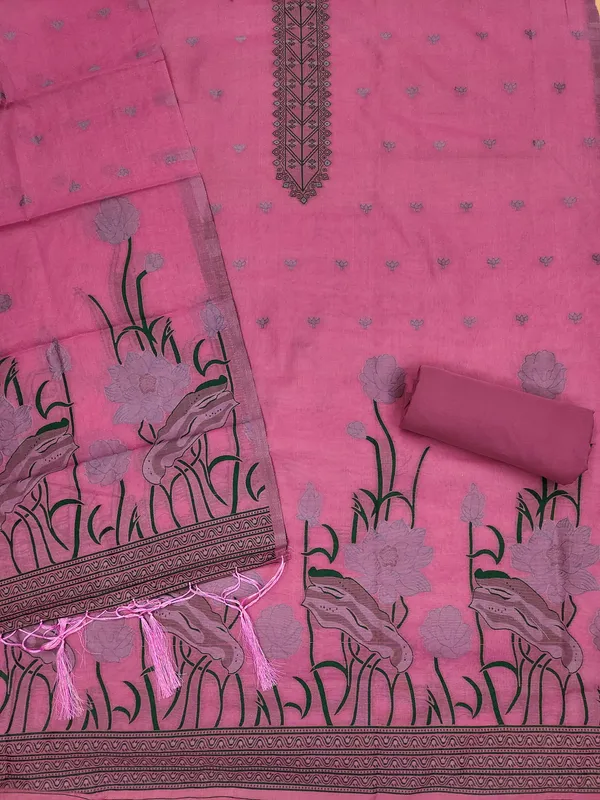 Pink_Muga_Banarasi_Cotton_Weaving_Unstitched_Kurta_Set_For_Women