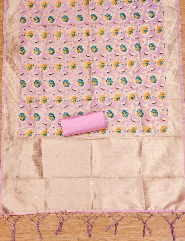 Pink_Soft_Litchi_Banarasi_Silk_Weaving_Unstitched_Kurta_Set_For_Women