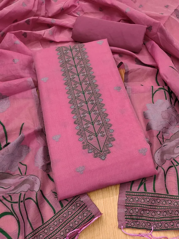 Pink_Muga_Banarasi_Cotton_Weaving_Unstitched_Kurta_Set_For_Women