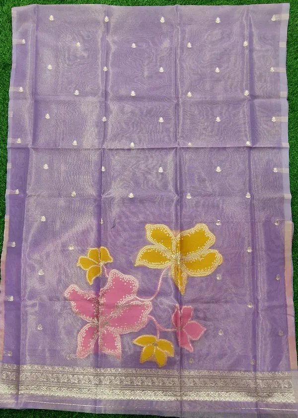 Purple_Shimmer_Banarasi_Silk_Weaving_Unstitched_Kurta_Set_For_Women