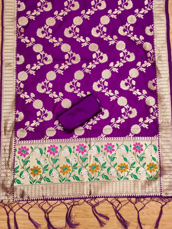 Purple_Soft_Litchi_Banarasi_Silk_Weaving_Unstitched_Kurta_Set_For_Women