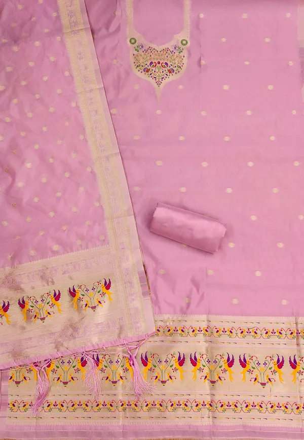 Baby_Pink_Soft_Litchi_Banarasi_Silk_Weaving_Unstitched_Kurta_Set_For_Women