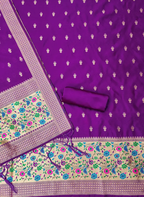 Purple_Soft_Litchi_Banarasi_Silk_Weaving_Unstitched_Kurta_Set_For_Women