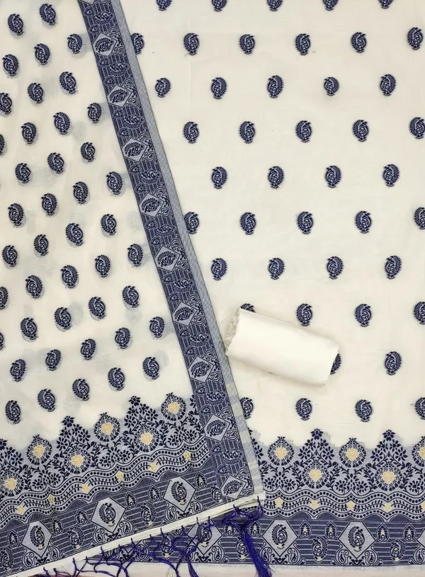 Navy_Blue_Handloom_Banarasi_Cotton_Weaving_Unstitched_Kurta_Set_For_Women