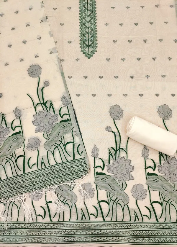 Off_White_Muga_Banarasi_Cotton_Weaving_Unstitched_Kurta_Set_For_Women