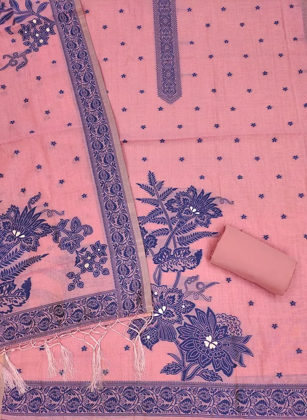 Pink_Jamdani_Banarasi_Cotton_Weaving_Unstitched_Kurta_Set_For_Women