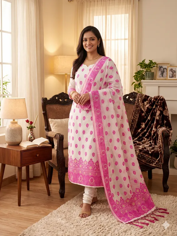 Pink_Handloom_Banarasi_Cotton_Weaving_Unstitched_Kurta_Set_For_Women