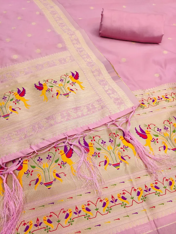Baby_Pink_Soft_Litchi_Banarasi_Silk_Weaving_Unstitched_Kurta_Set_For_Women