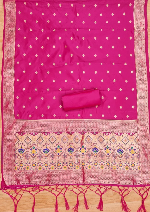 Pink_Soft_Litchi_Banarasi_Silk_Weaving_Unstitched_Kurta_Set_For_Women