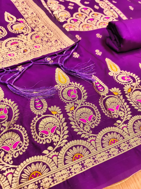 Purple_Soft_Litchi_Banarasi_Silk_Weaving_Unstitched_Kurta_Set_For_Women