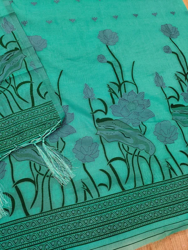 Sage_Green_Muga_Banarasi_Cotton_Weaving_Unstitched_Kurta_Set_For_Women