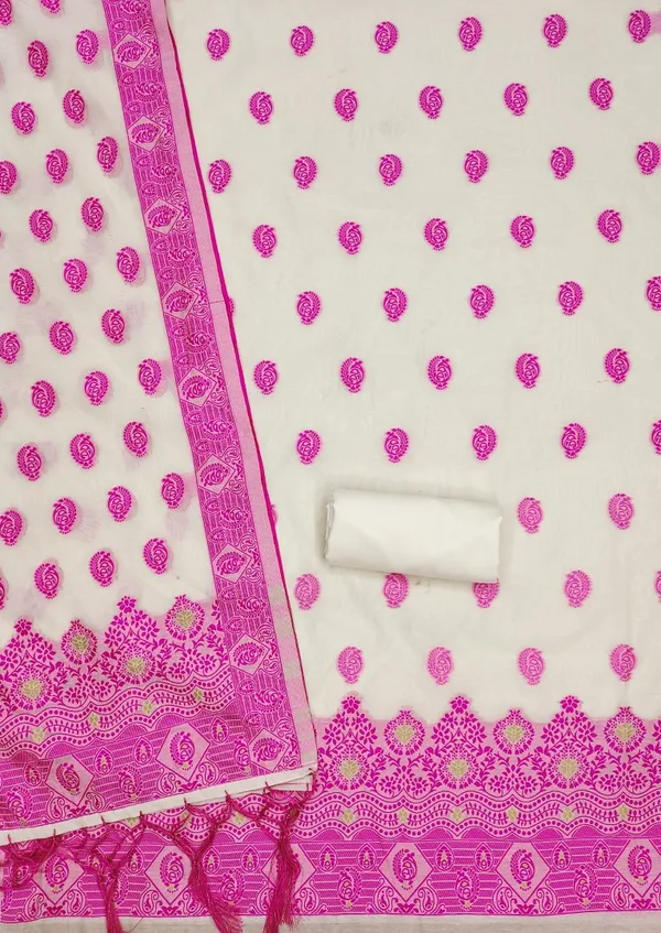 Pink_Handloom_Banarasi_Cotton_Weaving_Unstitched_Kurta_Set_For_Women