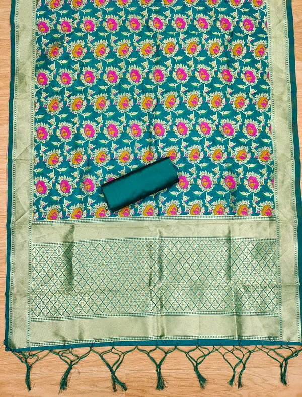 Rama_Green_Soft_Litchi_Banarasi_Silk_Weaving_Unstitched_Kurta_Set_For_Women