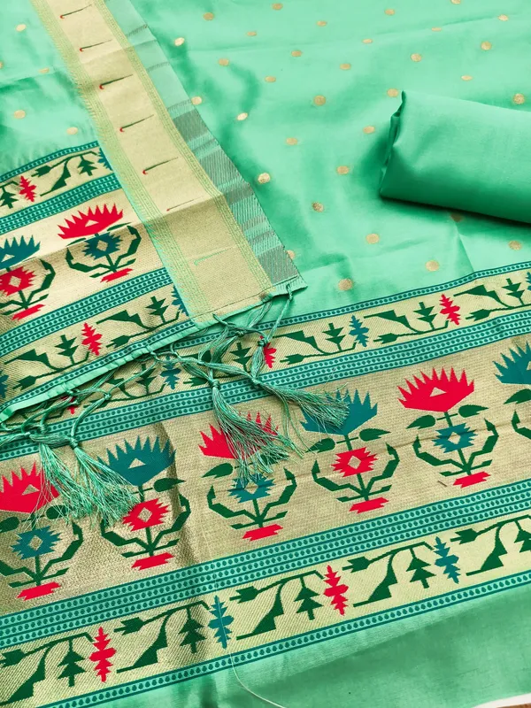 Sage_Green_Soft_Litchi_Banarasi_Silk_Weaving_Unstitched_Kurta_Set_For_Women