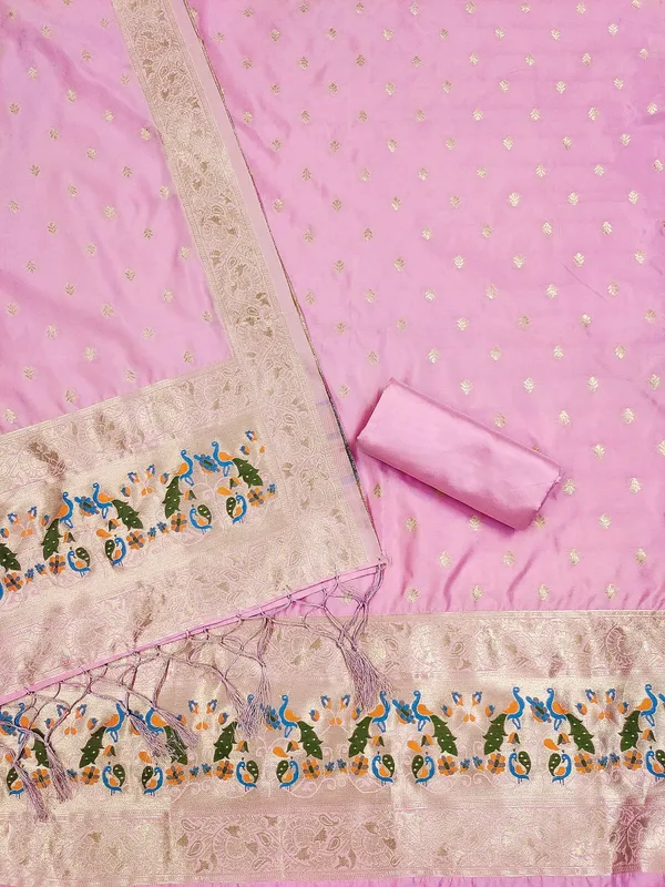 Baby_Pink_Soft_Litchi_Banarasi_Silk_Weaving_Unstitched_Kurta_Set_For_Women
