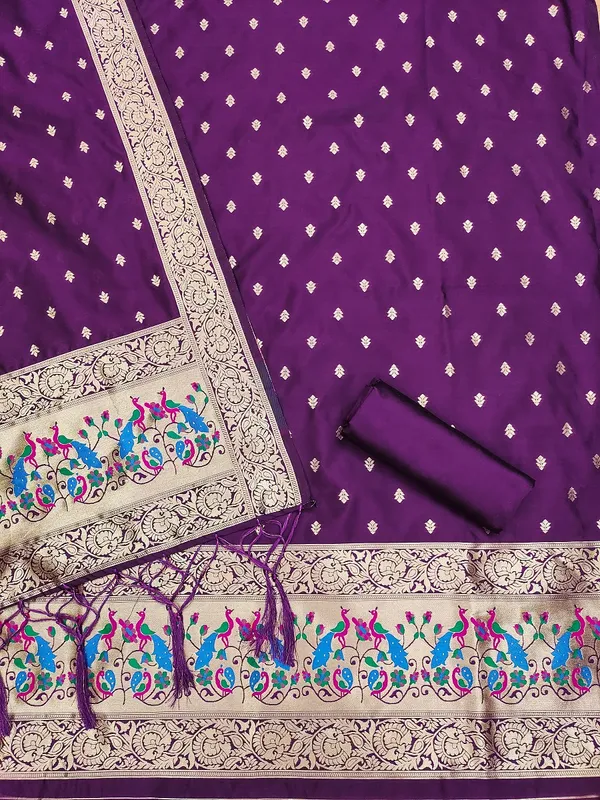 Purple_Soft_Litchi_Banarasi_Silk_Weaving_Unstitched_Kurta_Set_For_Women