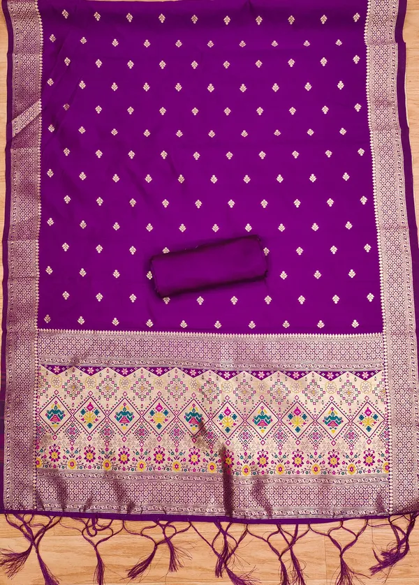 Purple_Soft_Litchi_Banarasi_Silk_Weaving_Unstitched_Kurta_Set_For_Women