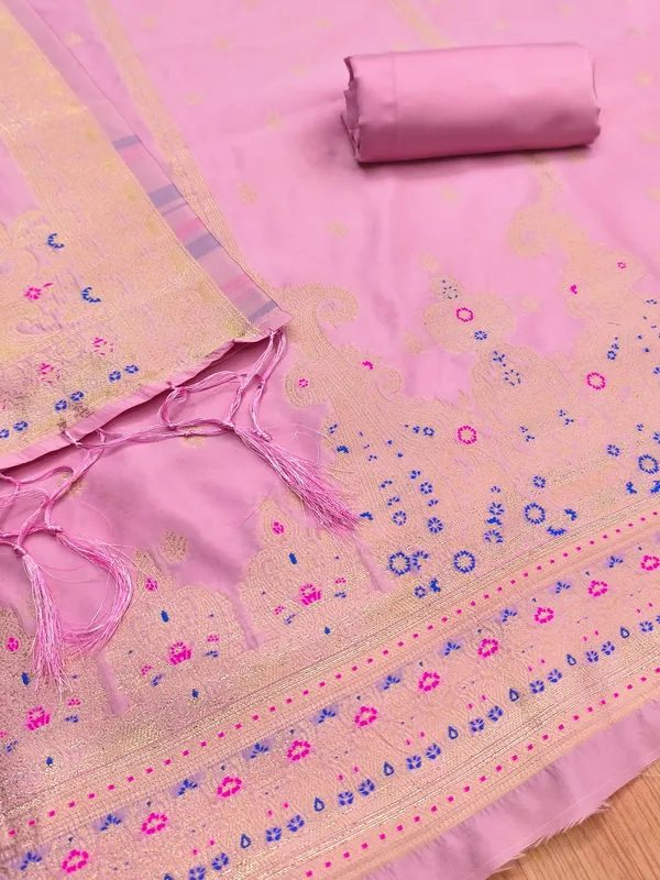 Baby_Pink_Soft_Litchi_Banarasi_Silk_Weaving_Unstitched_Kurta_Set_For_Women