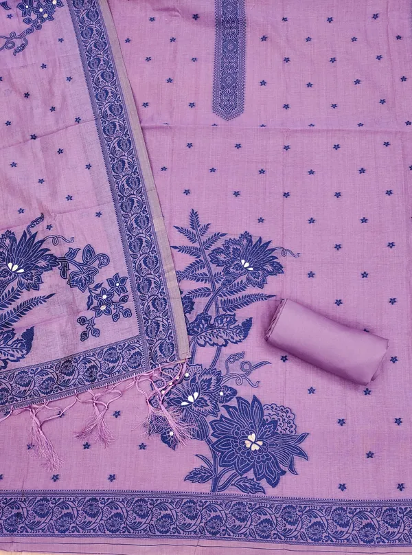 Purple_Jamdani_Banarasi_Cotton_Weaving_Unstitched_Kurta_Set_For_Women