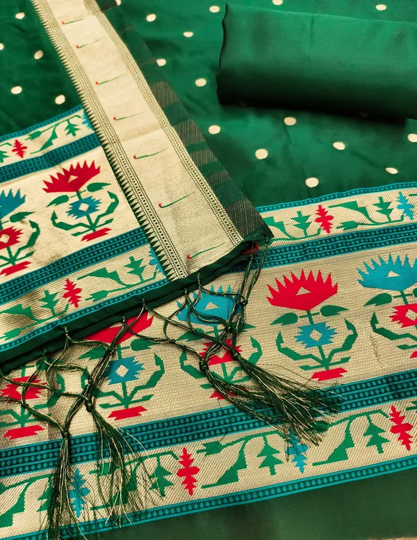 Green_Soft_Litchi_Banarasi_Silk_Weaving_Unstitched_Kurta_Set_For_Women