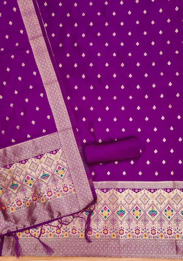 Purple_Soft_Litchi_Banarasi_Silk_Weaving_Unstitched_Kurta_Set_For_Women