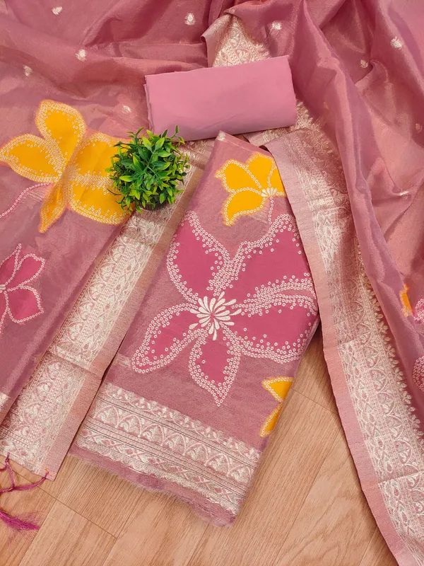 Pink_Shimmer_Banarasi_Silk_Weaving_Unstitched_Kurta_Set_For_Women