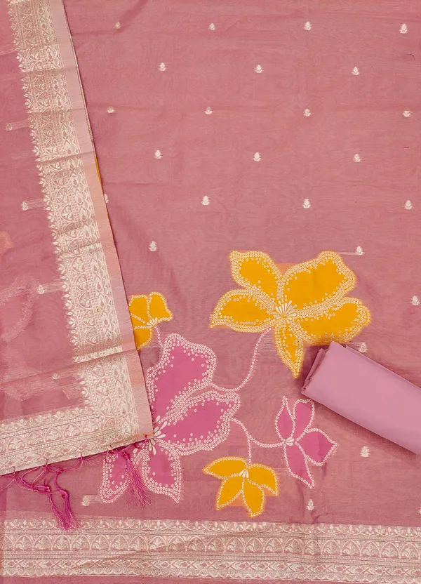 Pink_Shimmer_Banarasi_Silk_Weaving_Unstitched_Kurta_Set_For_Women