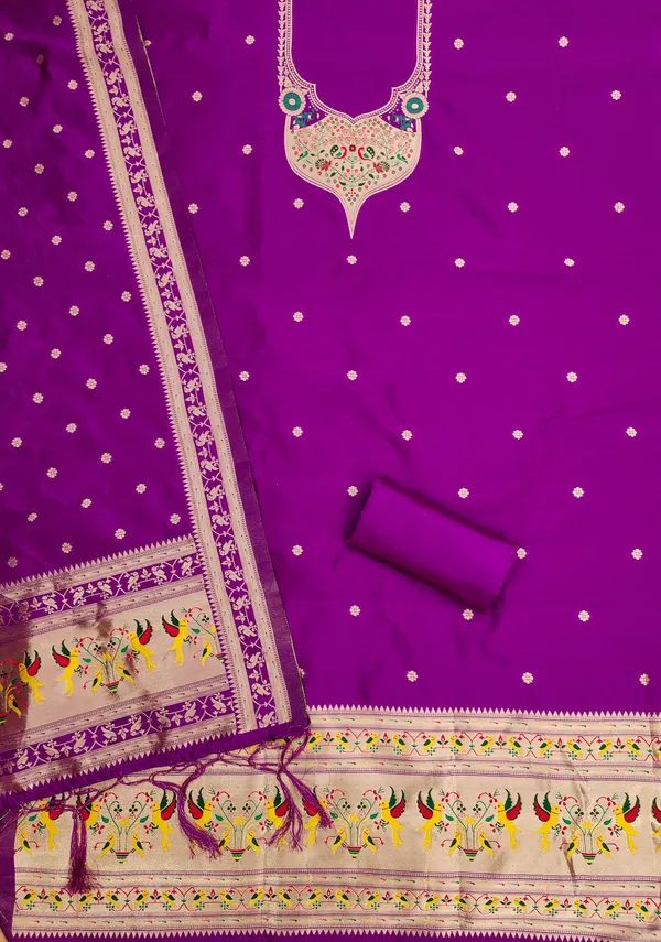 Purple_Soft_Litchi_Banarasi_Silk_Weaving_Unstitched_Kurta_Set_For_Women