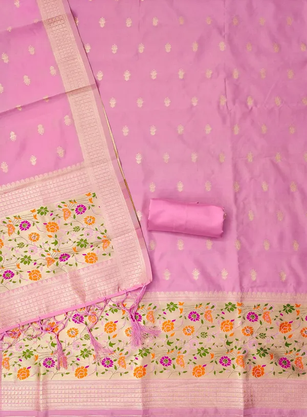 Baby_Pink_Soft_Litchi_Banarasi_Silk_Weaving_Unstitched_Kurta_Set_For_Women