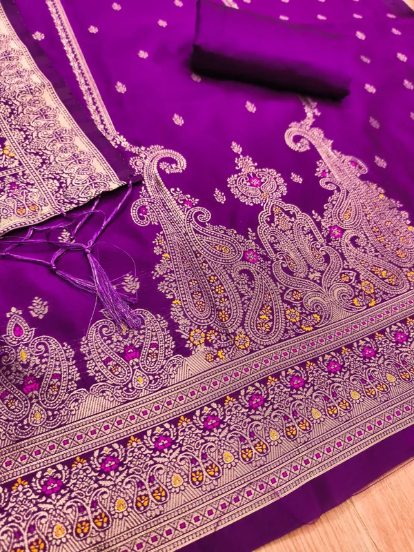 Purple_Soft_Litchi_Banarasi_Silk_Weaving_Unstitched_Kurta_Set_For_Women