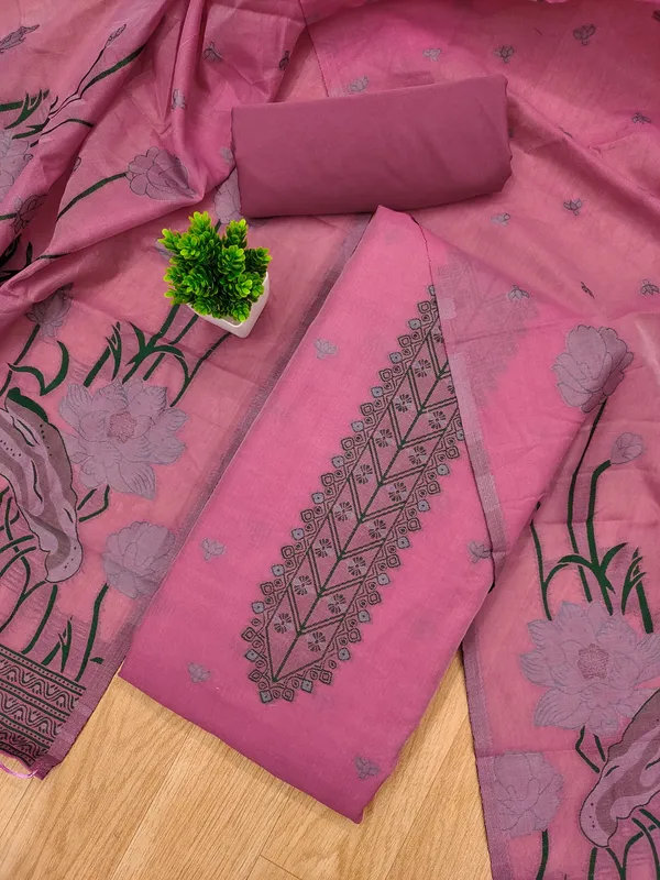 Pink_Muga_Banarasi_Cotton_Weaving_Unstitched_Kurta_Set_For_Women