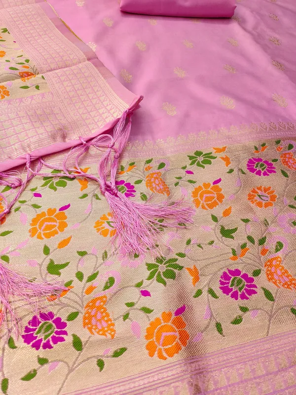 Baby_Pink_Soft_Litchi_Banarasi_Silk_Weaving_Unstitched_Kurta_Set_For_Women