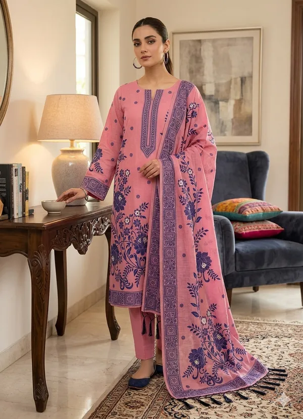 Pink_Jamdani_Banarasi_Cotton_Weaving_Unstitched_Kurta_Set_For_Women