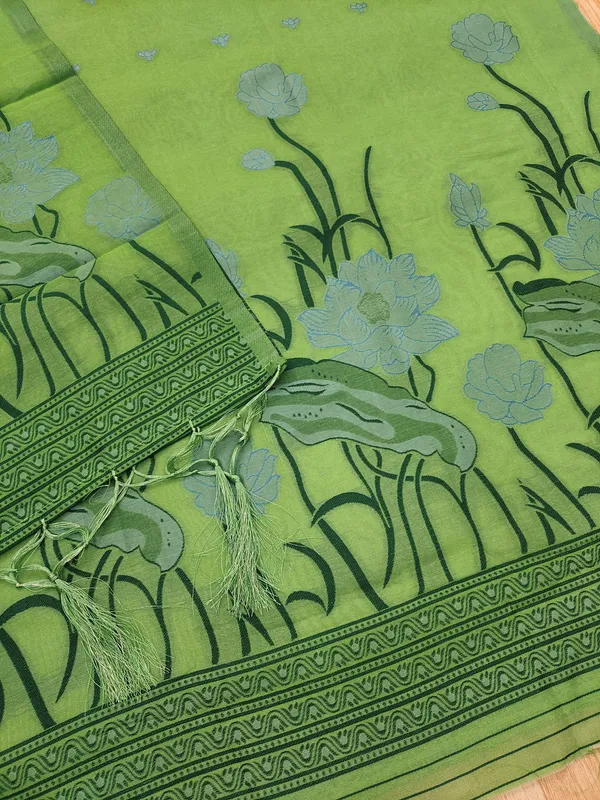 Pista_Muga_Banarasi_Cotton_Weaving_Unstitched_Kurta_Set_For_Women