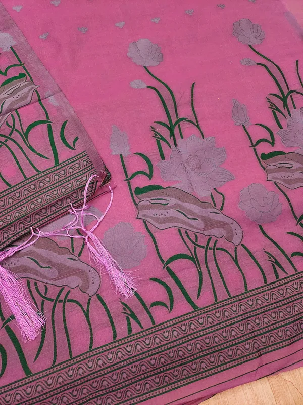 Pink_Muga_Banarasi_Cotton_Weaving_Unstitched_Kurta_Set_For_Women