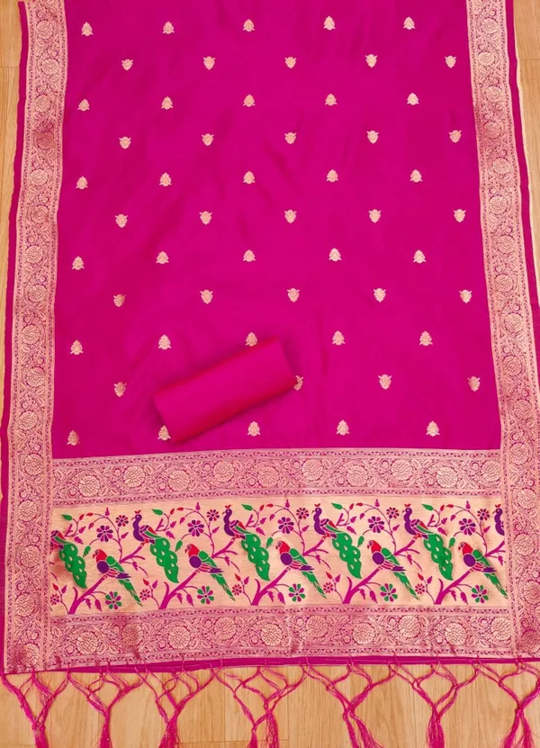Pink_Soft_Litchi_Banarasi_Silk_Weaving_Unstitched_Kurta_Set_For_Women
