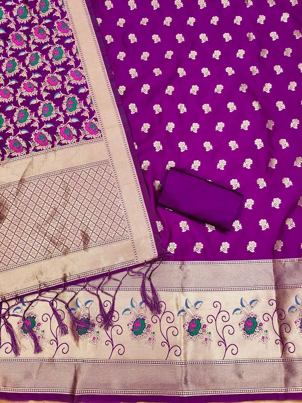 Purple_Soft_Litchi_Banarasi_Silk_Weaving_Unstitched_Kurta_Set_For_Women