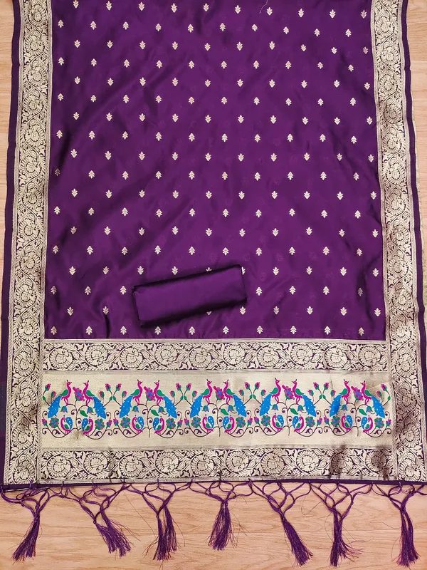Purple_Soft_Litchi_Banarasi_Silk_Weaving_Unstitched_Kurta_Set_For_Women