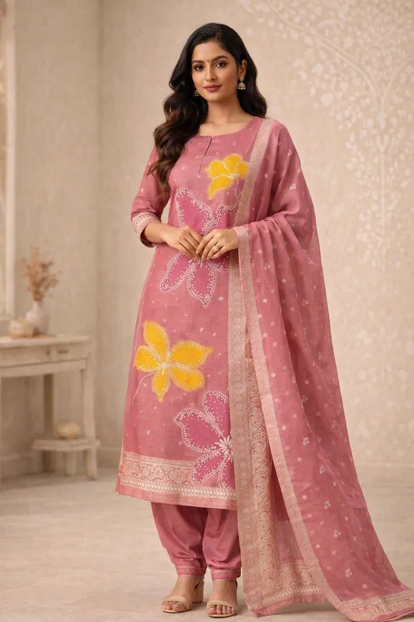 Pink_Shimmer_Banarasi_Silk_Weaving_Unstitched_Kurta_Set_For_Women