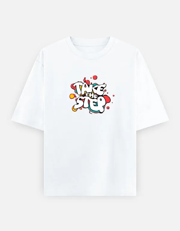 Take_The_Step_Unisex_Oversized_Classic_T_Shirt_White