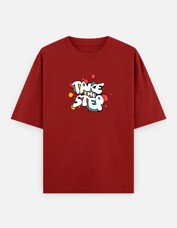 Take_The_Step_Unisex_Oversized_Classic_T_Shirt_Red