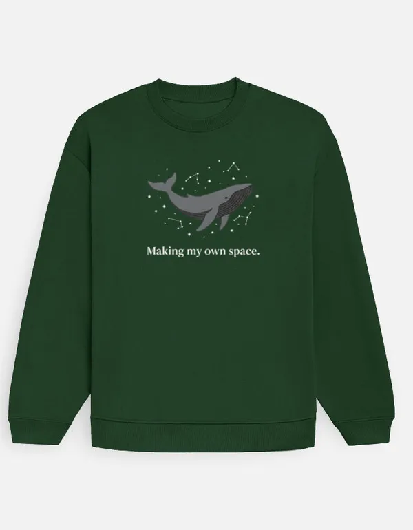 Making_My_Own_Space_Oversized_Sweatshirt_Bottle_Green