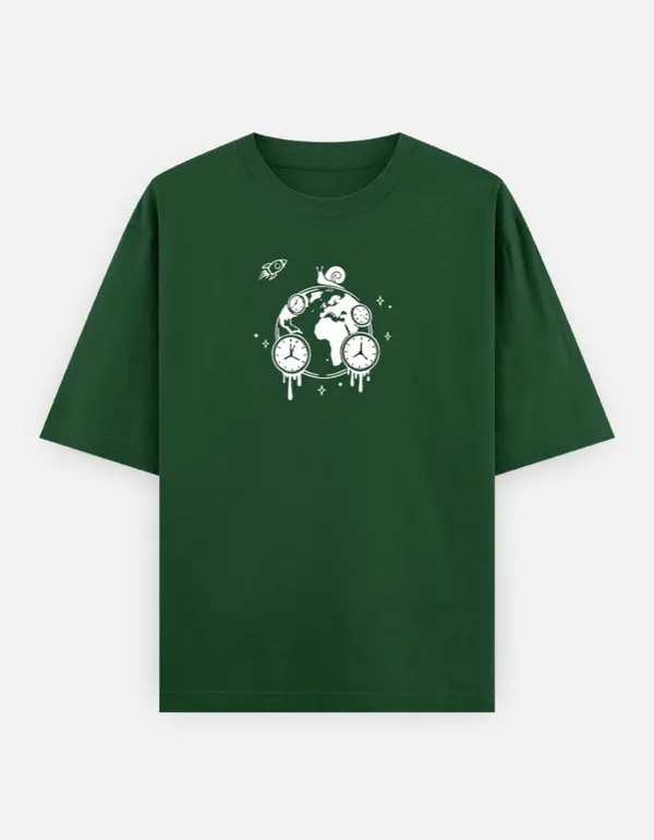World_Time_Oversized_T_Shirt_Bottle_Green