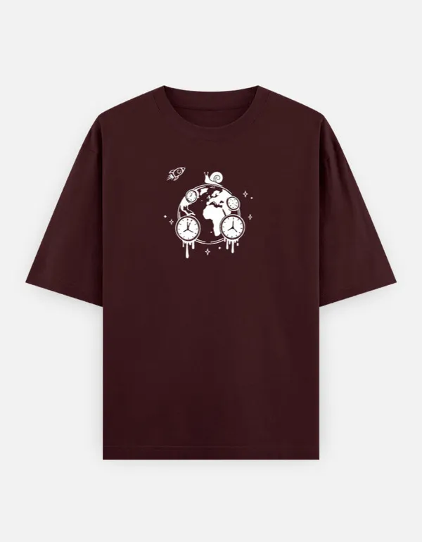 World_Time_Oversized_T_Shirt_Maroon