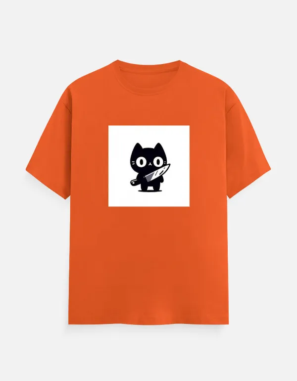 Killer_Cat_Classic_T_Shirt_Orange