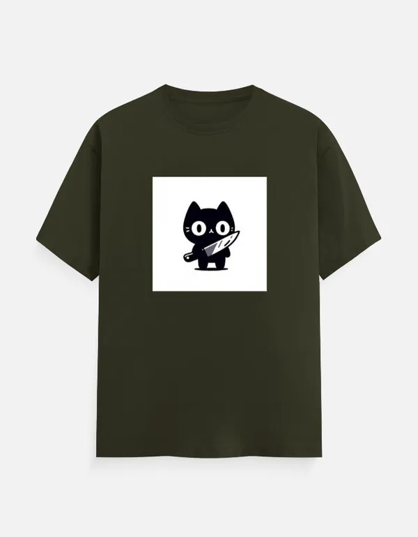 Killer_Cat_Classic_T_Shirt_Olive_Green