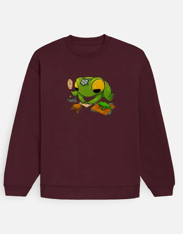 Froggo_Oversized_Sweatshirt_Maroon