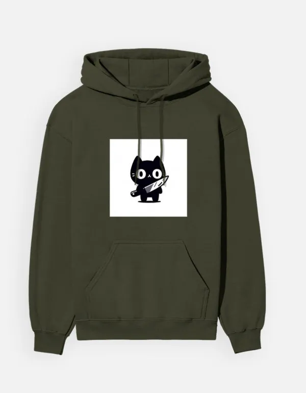 Killer_Cat_Hoodie_Olive_Green