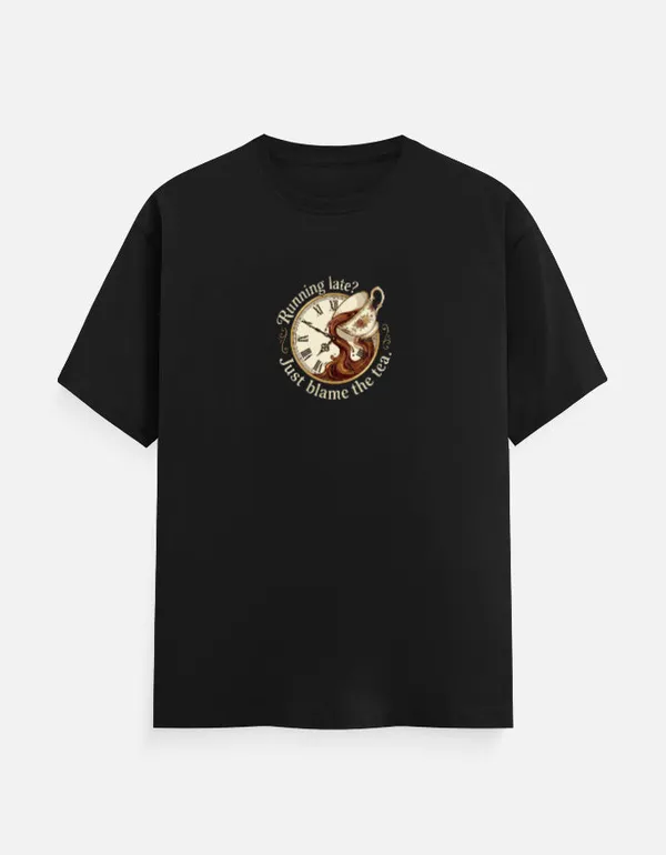 Running_Late_Just_Blame_The_Tea_Classic_Crew_T_Shirt_Black