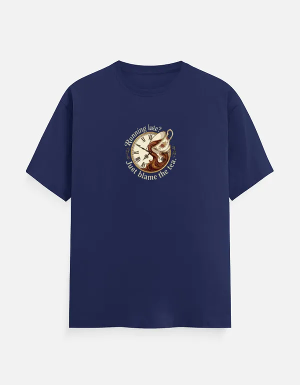 Running_Late_Just_Blame_The_Tea_Classic_Crew_T_Shirt_Royal_Blue